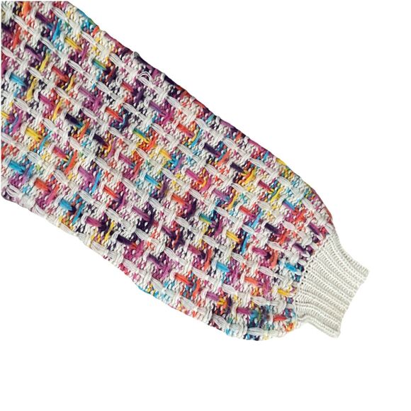 &merci Sweater Women M Multicolor Rainbow Chunky Knit Open Cardigan Tweed Bold - Picture 4 of 7